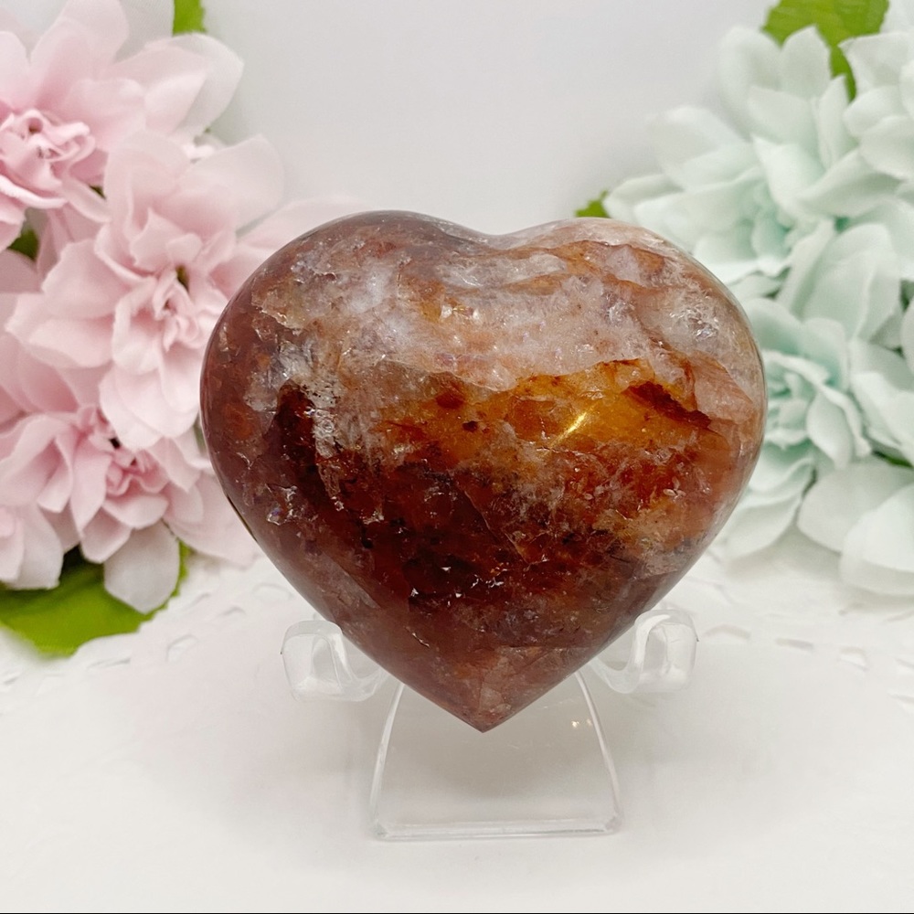 Nature Red Hematoid Crystal Heart